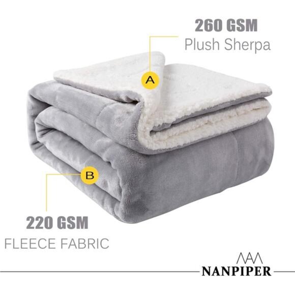 Sherpa Blanket Twin Thick Warm Blanket for Winter Bed Super Soft Fuzzy - Picture 4 of 7